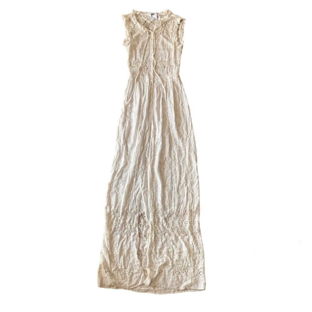 Beach Riot XS White Maxi Cover Up Beach Lace Crochet Embroidered Button Down